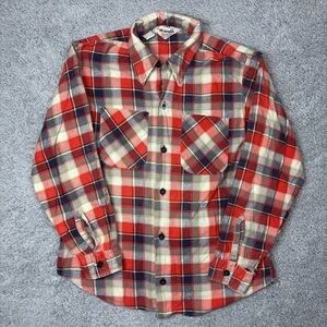 Wrangler Shirt Mens Medium Vintage Button Down Sanforized Cotton Plaid Classic